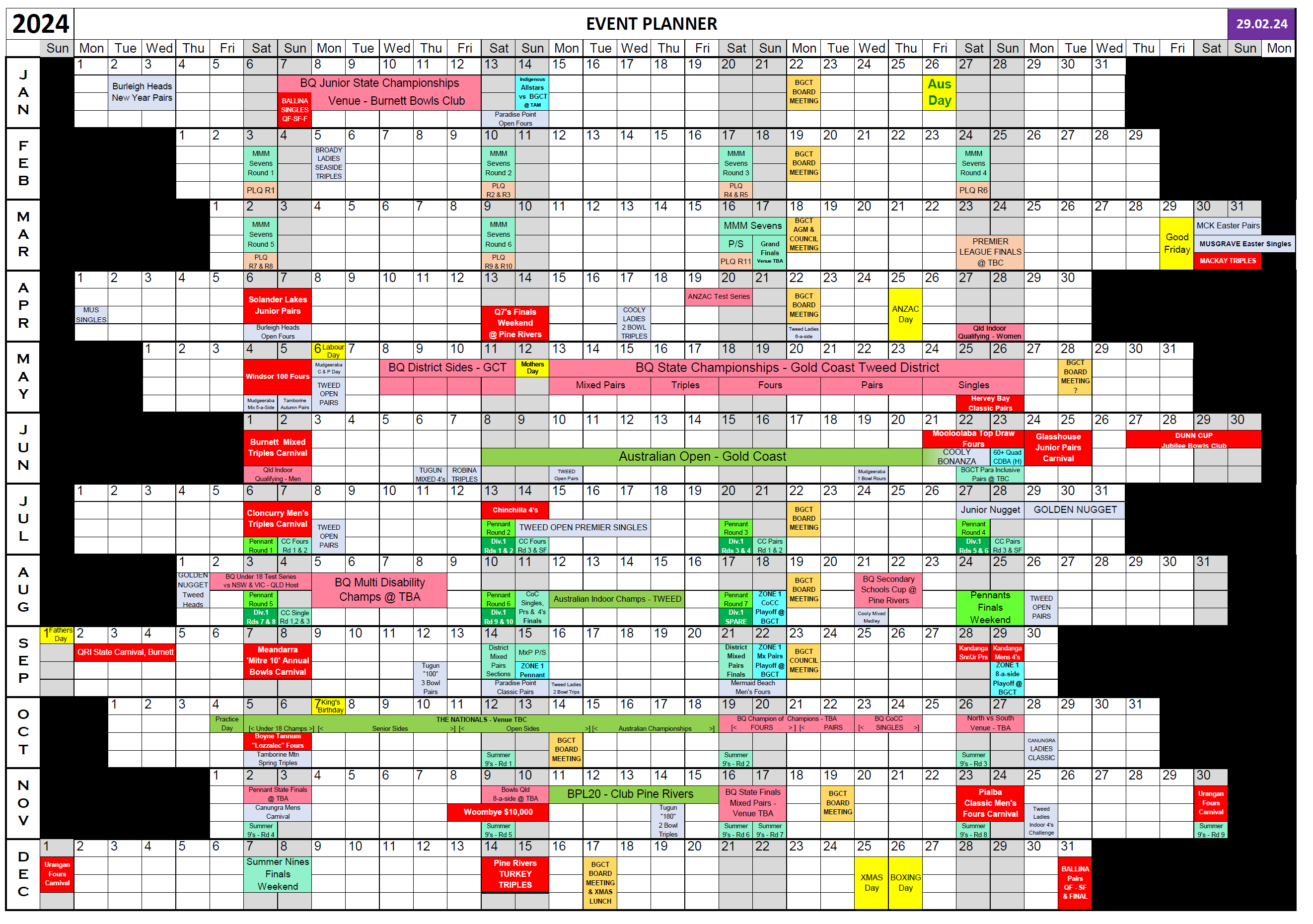 District Calendar - BOWLS GCT
